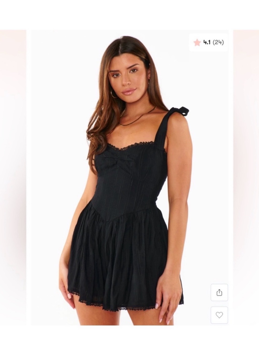 Show Me Your MuMu Black Tie-Shoulder Romper Size M NWT
